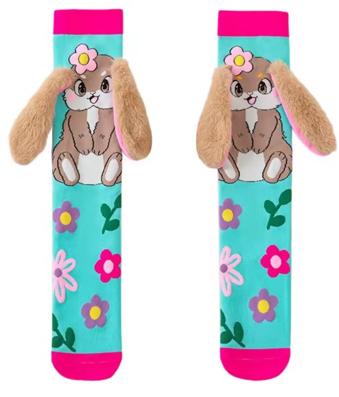 Meia infantil 3D divertida Coelhinho - Meia com orelha de coelho